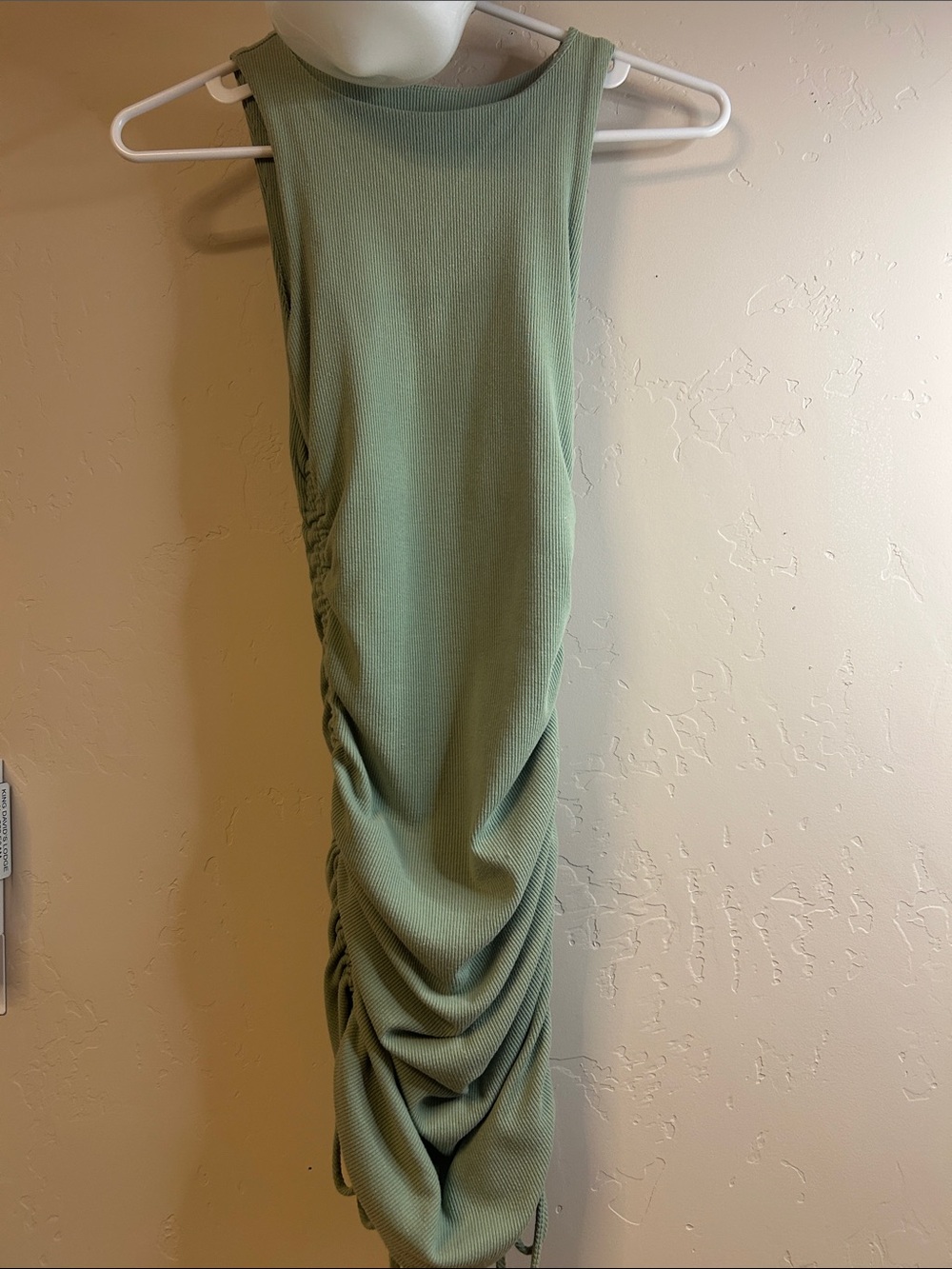 Lulu's Sage Green Sleeveless Ruched Midi Dress